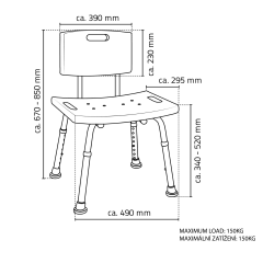 HANDICAP židle s opěradlem, nastavitelná výška, bílá ( A00602101 ) (2)