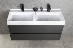 GODIVA dvojumyvadlo 119x44cm, litý mramor, bílá (GU119) (10)
