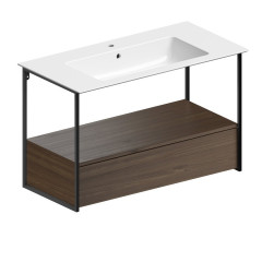 PURA konstrukce pod umyvadlo 102,6x46cm, černá mat/ořech (MSAP102N) (3)