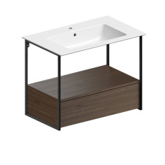 PURA konstrukce pod umyvadlo 82,6x46cm, černá mat/ořech (MSAP82N) (3)