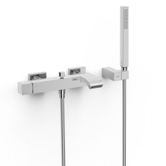 TRES CUADRO vanová baterie jednopáková s hadicí, sprchovou hlavicí a držákem, chrom (10717002)