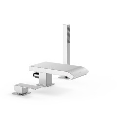 TRES CUADRO vanová baterie jednopáková stojánková 3-otvorová, kaskádový výtok, chrom (10616102)