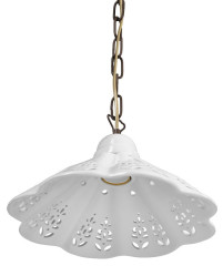 LAMPEDUSA závěsné svítidlo E27, 60W, 230V, IP21, keramické stínítko 30cm, mosazný řetěz (MC111C) (3)