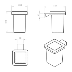 GLAMOUR sklenka, mléčné sklo, chrom (5710) (2)