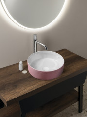 ARDEA keramické umyvadlo na desku, Ø 41cm, růžová (5)