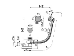 Vanová odpadová a přepadová souprava s napouštěním ALCA 80, chrom (VYPSAN80) (3)