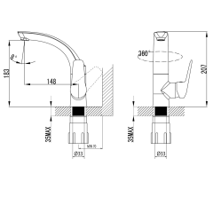 FLY umyvadlová baterie s otočnou hubicí, bez výpusti, chrom  ( DF004 ) (16)