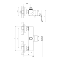 SINTRA nástěnná baterie, flexibilní ramínko, černá/chrom (SX013-70) (2)