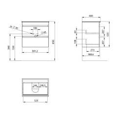 EZARA umyvadlová skříňka 58x54x39cm, dub stříbrný (EZ592-1111) (2)