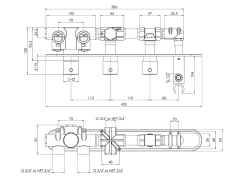 Podomítková termostatická sprchová/vanová baterie s držákem ruční sprchy, 2 výstupy,kulatá,chrom ( MB623 ) (2)
