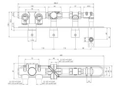 Podomítková termostatická sprchová/vanová baterie s držákem ruční sprchy,2 výstupy,hranatá,chrom ( MB453 ) (2)
