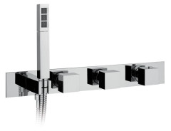 Podomítková termostatická sprchová/vanová baterie s držákem ruční sprchy,2 výstupy,hranatá,chrom ( MB453 ) (3)