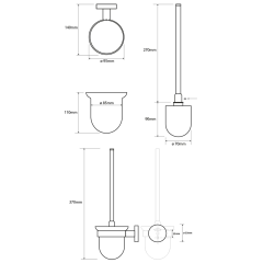 X-ROUND COPPER WC štětka závěsná, mléčné sklo, měď mat (XR303PG)(2)