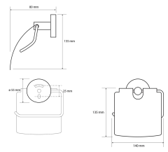 X-ROUND COPPER držák toaletního papíru s krytem, měď mat (XR732PG)(2)