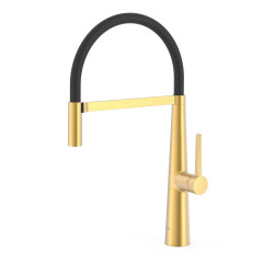 TRES dřezová jednopáková baterie s flexibilním výtokem, zlato mat (23048702OM) (2)