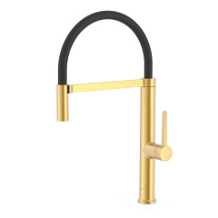 TRES dřezová jednopáková baterie s flexibilním výtokem, zlato mat (23048701OM)