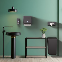 ECOLORED dávkovač tekutého mýdla 550ml, ABS, Soft Touch, černá mat (A71401VB) (2)