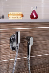 Bidetová sprška kulatá, s držákem, chrom (1209-02) (3)