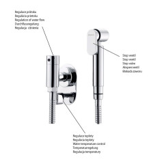 Bidetová sprška kulatá, s držákem, chrom (1209-02) (5)