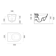 KUBE X závěsná WC mísa, GeniusFlush, 36x55cm, bílá dual-mat (941309)(2)