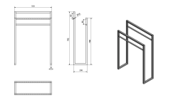 SKA stojan na ručníky 550x790x200mm, černá mat (SKA301) (9)