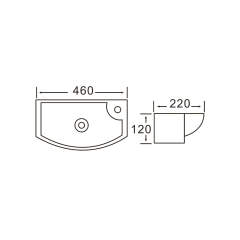 CARLON keramické umývátko, 45x23cm, otvor pro baterii vpravo, bílá (AR458)(2)