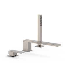 TRES CUADRO Exclusive vanová baterie jednopáková stojánková 3-otvorová, kartáčovaná ocel ( 00616103AC )