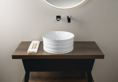 ALETTE keramické umyvadlo na desku, vysoké, Ø 41cm, bílá (AR459) (3)