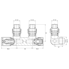 R-START připojovací sada ventilů pro středové připojení, černá mat (SR230B)(2)