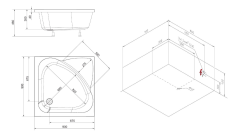 CARMEN hluboká sprchová vanička, čtverec 90x90x30cm, bílá ( 29611 ) (2)