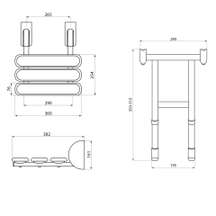 HANDICAP sklopné sedátko do sprchového koutu s podpěrou, 38x36cm, bílá (A140101-1	)(2)