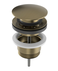 Umyvadlová výpust 5/4“, click-clack, velká zátka, 10-65mm, zlato mat (CV1002G)