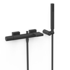 TRES PROJECT vanová  páková baterie s držákem sprchy, sprchovou hlavicí a hadicí, matná černá barva ( 21117001NM )