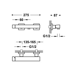 TRES SLIM Exclusive páková sprchová baterie 150mm, s hadicí, sprchovou hlavicí a držákem, matná černá barva ( 20216701NM ) (2)