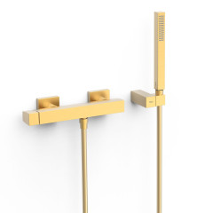 TRES SLIM Exclusive páková sprchová baterie 150mm, s hadicí, sprchovou hlavicí a držákem, zlato mat ( 20216701OM)