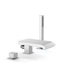 TRES CUADRO  vanová baterie s ovládací kostkou, stojánková 3-otvorová, kaskádový výtok, chrom (10716102)