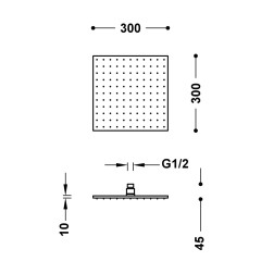 TRES hlavová sprcha čtvercová 300x300 mm, chrom (13413830) (2)