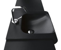 INKA keramické umyvadlo polozápustné, 40x40cm, černá mat ( 341231 )