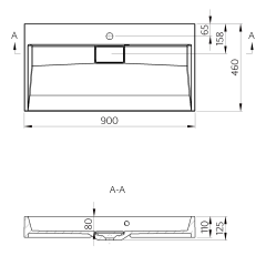 AMUR umyvadlo, litý mramor, 90x46cm, kryt výpusti, bílá ( 55032 ) (2)