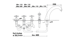 ANTEA pětiprvková baterie na okraj vany, bronz ( 3316 ) (2)