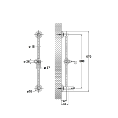 ANTEA sprchová tyč, posuvný držák, kulatá, 670mm, bronz ( SAL0036 ) (2)