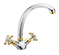 ANTEA stojánková dřezová baterie, výška 265mm, chrom/zlato  ( 3112 ) (1)