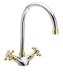 ANTEA stojánková dřezová baterie, výška 275mm, chrom/zlato ( 3092 )