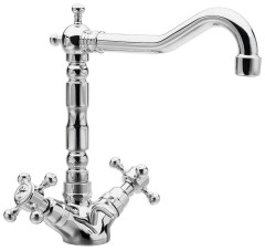 ANTEA stojánková umyvadlová baterie s retro hubicí s výpustí, chrom ( 3371 )