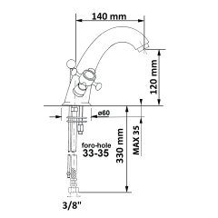 ANTEA stojánková umyvadlová baterie vysoká s výpustí, chrom/zlato ( 3272 ) (2)