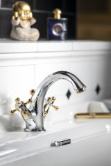 ANTEA stojánková umyvadlová baterie vysoká s výpustí, chrom/zlato ( 3272 ) (3)