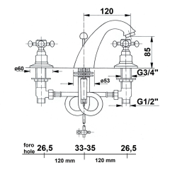 ANTEA tříprvková umyvadlová baterie s výpustí, chrom ( 3021 ) (2)