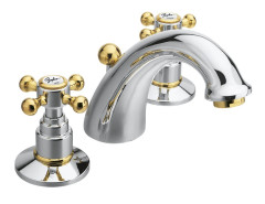 ANTEA tříprvková umyvadlová baterie s výpustí, chrom/zlato ( 3022 )