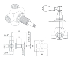 ANTEA podomítkový přepínač, páčka, chrom/zlato (DEVIN102) (2)