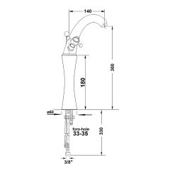 ANTEA stojánková umyvadlová baterie vysoká s výpustí, výška 300mm, nikl (3278L) (2)